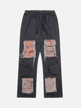 High Street Hip Hop Jeans mit zerrissenen Patches